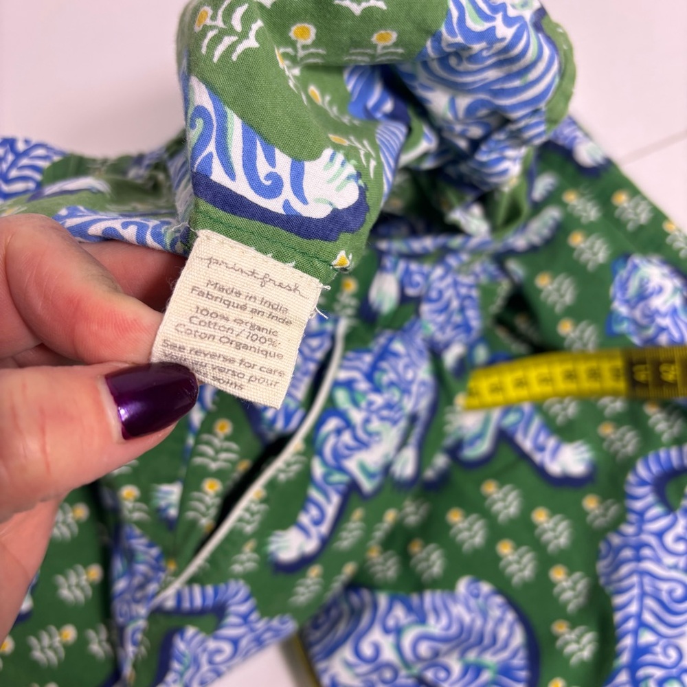 Print Fresh Green and Blue Tiger-Print Cotton Pajama Set - Picture 10 of 16
